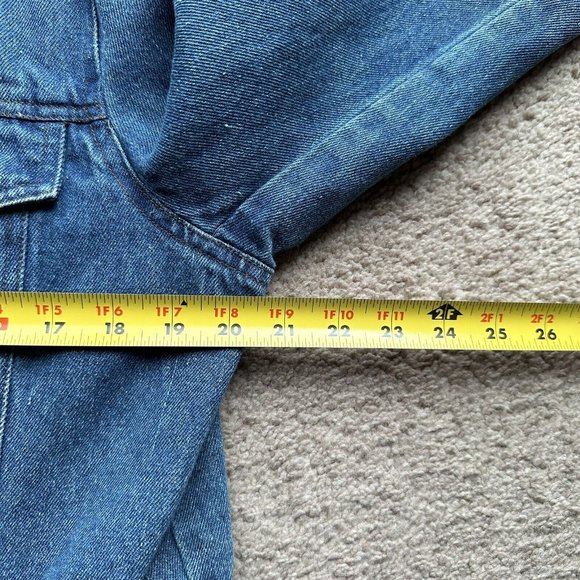 St Johns Bay Jacket Womens Large Denim Flannel Lined *Linning Rip* Pockets Vtg - Picture 11 of 13